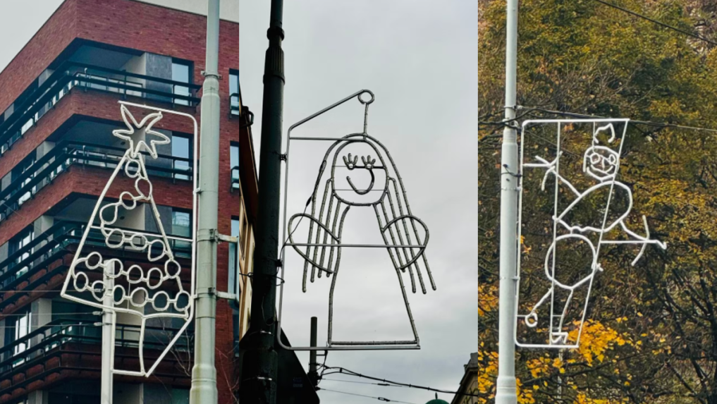 Kresby detí zo škôlok v mestskej časti Praha 3 sa premenili na vianočné svetelné dekorácie.