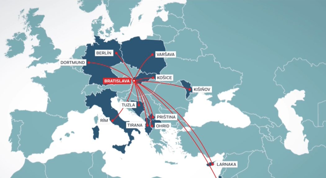 Na snímke mapa s novými letmi.