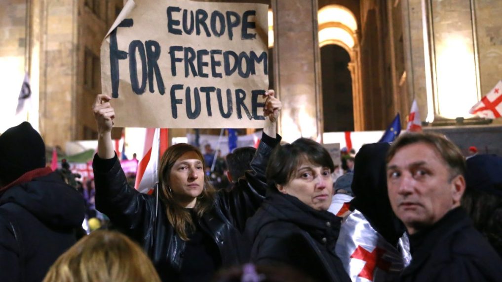Protest v Gruzínsku.