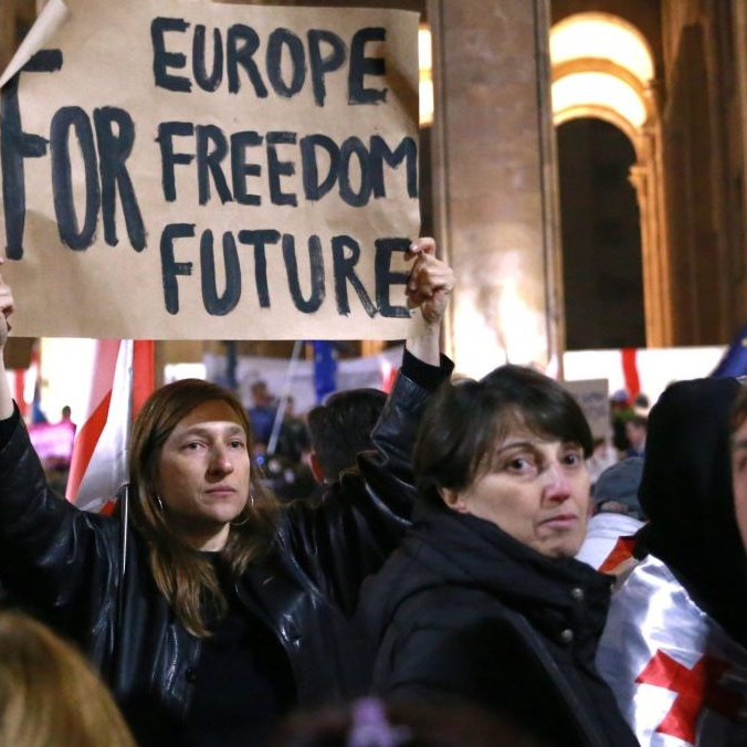Protest v Gruzínsku.