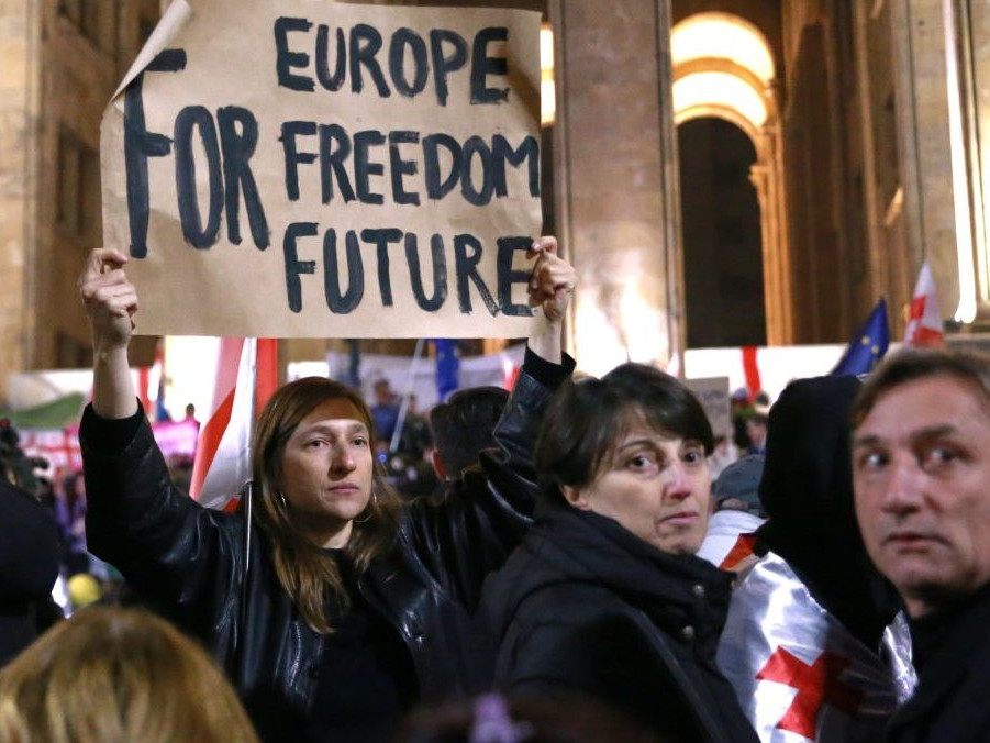Protest v Gruzínsku.