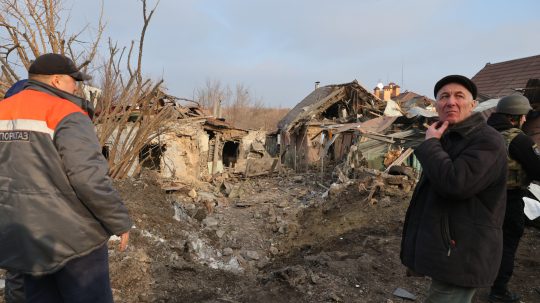 Jedna z ukrajinských dedín po ruskom útoku.