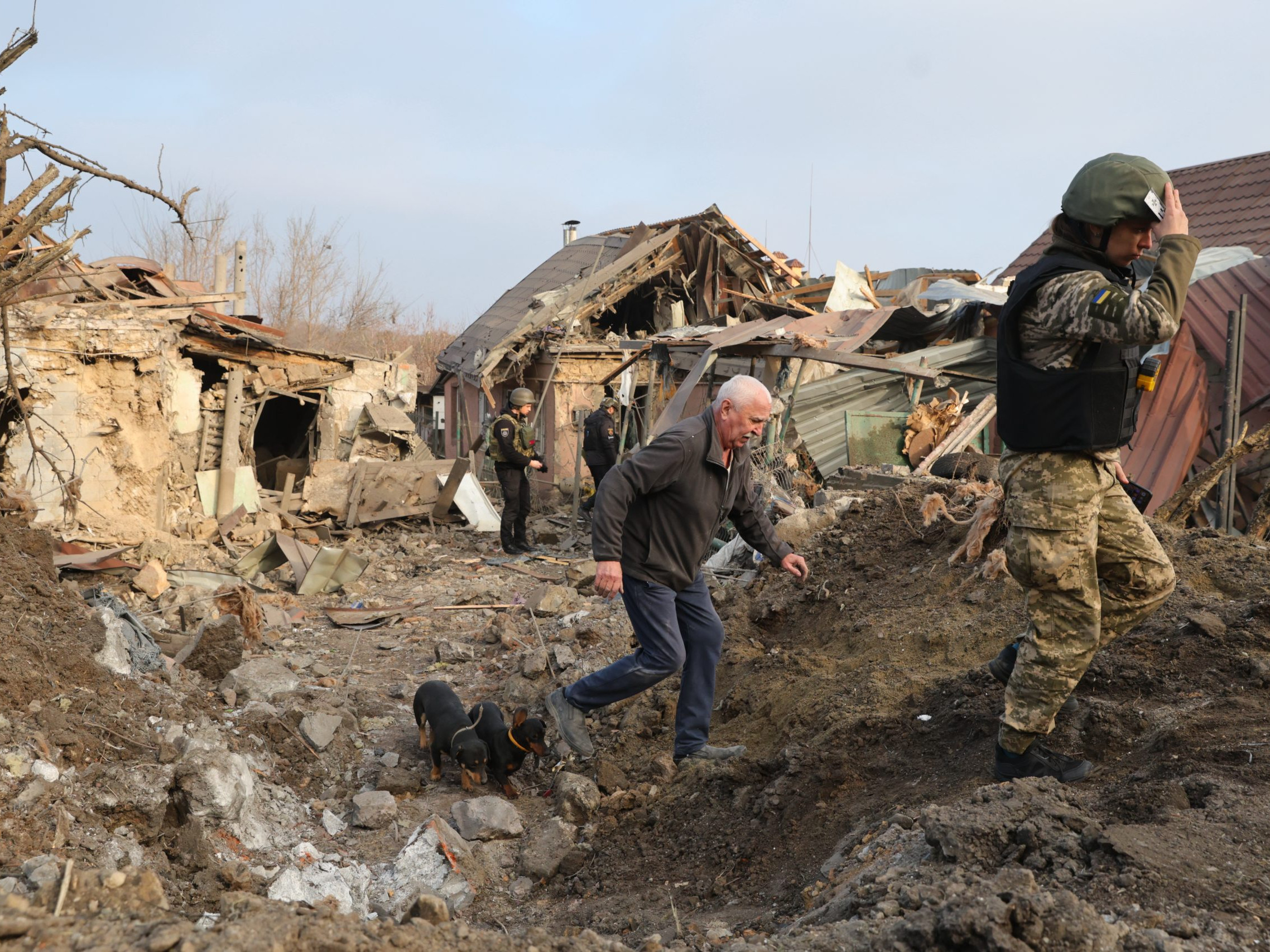 Domy zničené ruskými útokmi v ukrajinskom Záporoží.