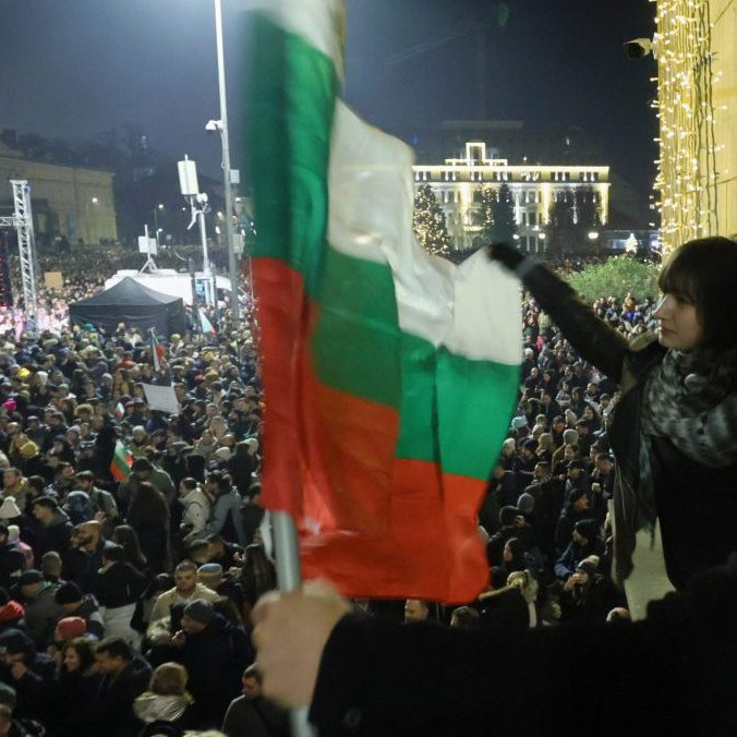 Na snímke protesty v Bulharsku.