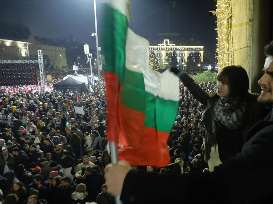 Na snímke protesty v Bulharsku.