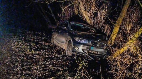 Na snímke je vozidlo v stromoch.