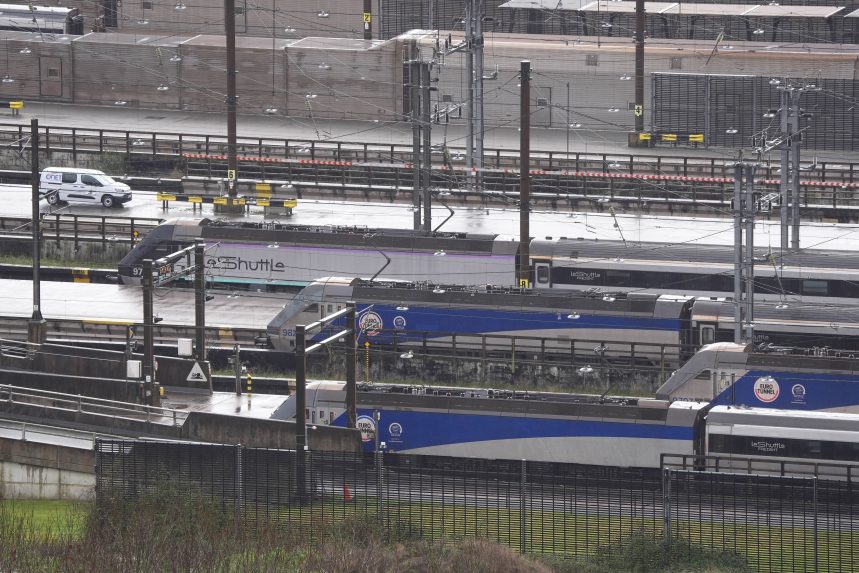 Na sn&Atilde;&Acirc;&shy;mke vlaky na termin&Atilde;&Acirc;&iexcl;li Le Shuttle vo Folkestone v anglickom Kente.