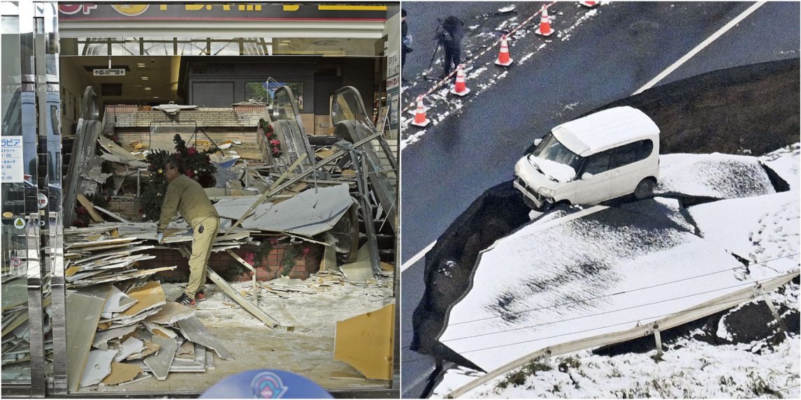 Na snímke škody po zemetrasení v Japonsku.