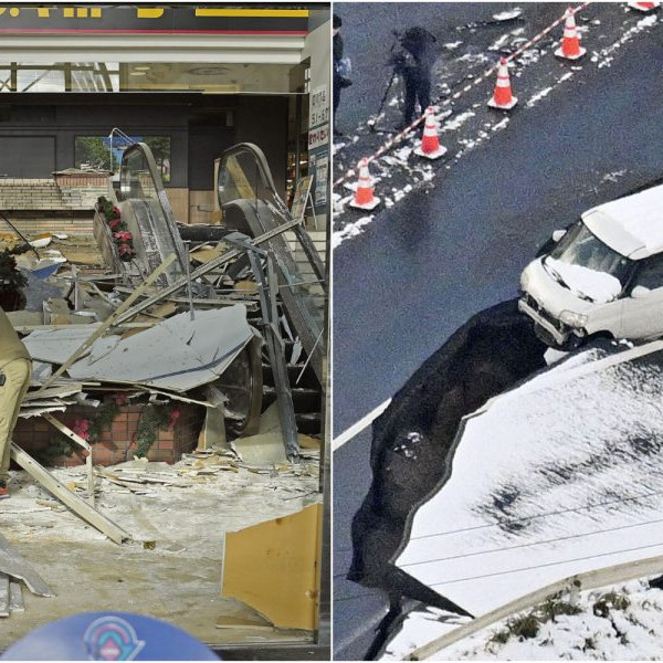 Na snímke škody po zemetrasení v Japonsku.