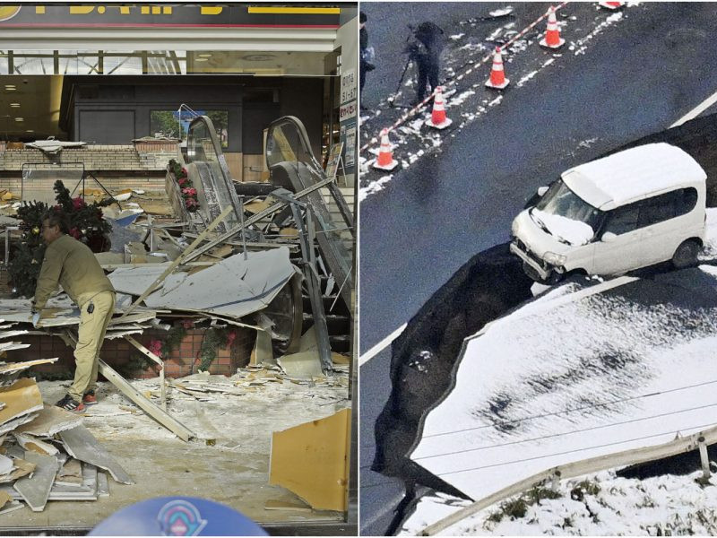 Na snímke škody po zemetrasení v Japonsku.