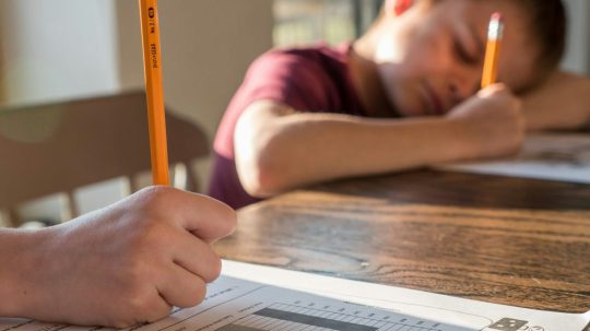 Na snímke sa deti učia.