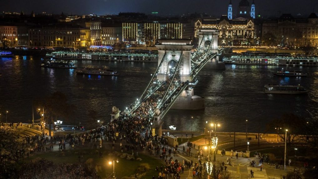 Na snímke pochod v Budapešti.