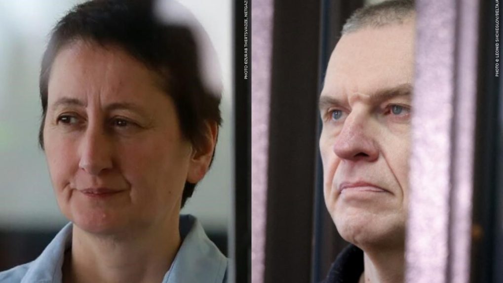 Laureáti Sacharovovej ceny Mzia Amaglobeliová a Andrzej Poczobut.