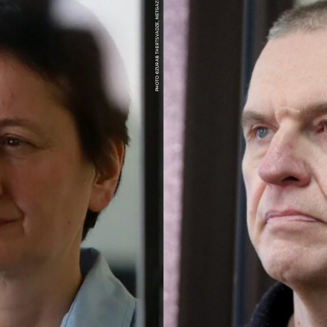 Laureáti Sacharovovej ceny Mzia Amaglobeliová a Andrzej Poczobut.