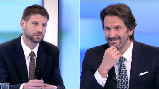 Na snímke Michal Šimečka a Robert Kaliňák.