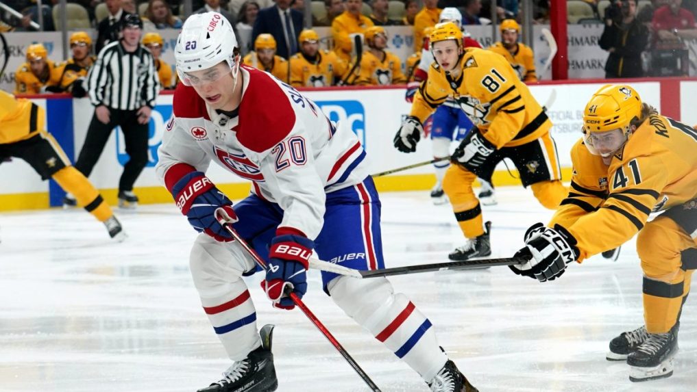 Na snímke Juraj Slafkovský počas zápasu.