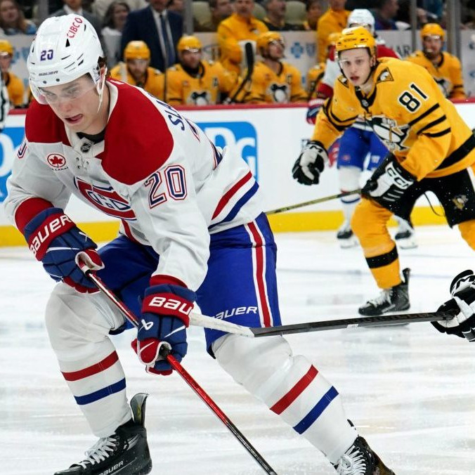 Na snímke Juraj Slafkovský počas zápasu.