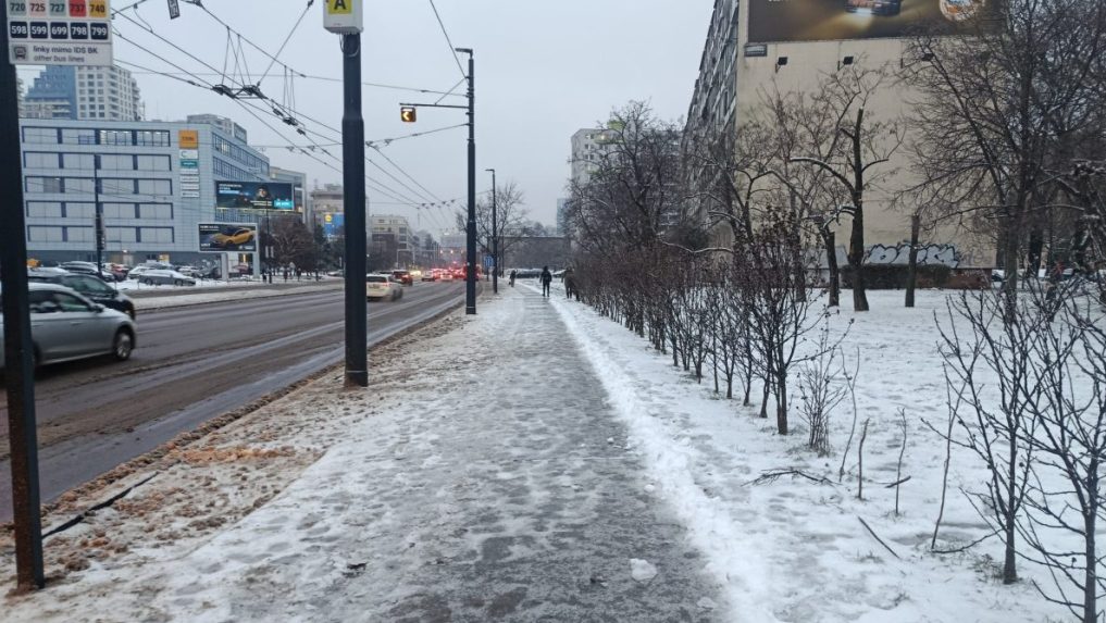 Poľadovica v Bratislave.