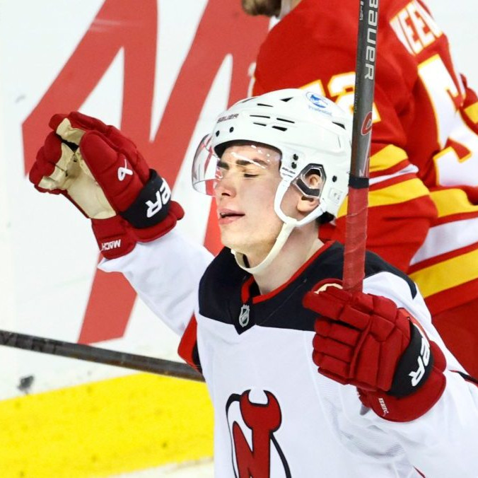 Slovenský hokejista v drese New Jersey Devils Šimon Nemec.