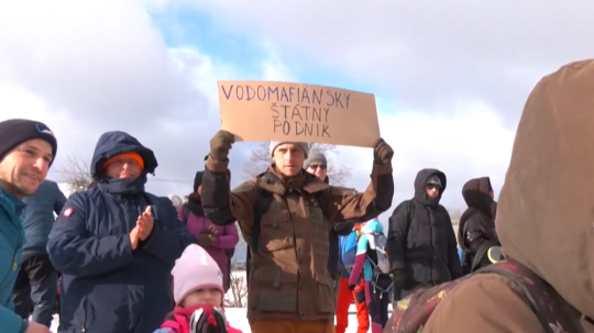 Protest proti elektrárni Málinec.