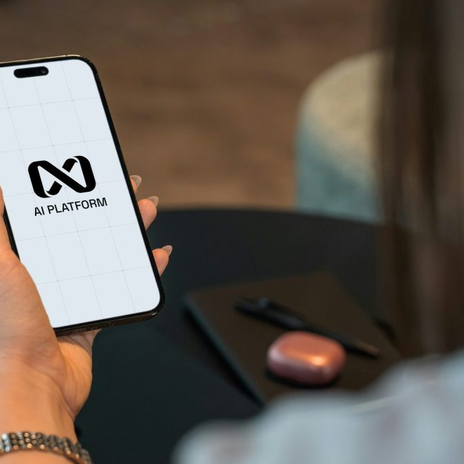 Osoba pracuje na telefóne s platformou s umelou inteligenciou.