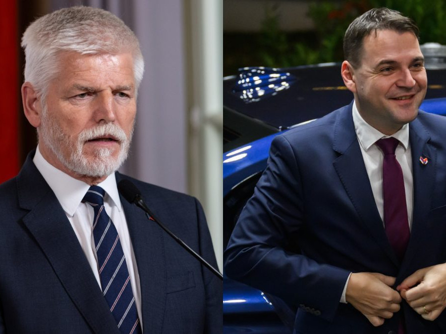 Český prezident Petr Pavel a minister zahraničných vecí Českej republiky Petr Macinka.