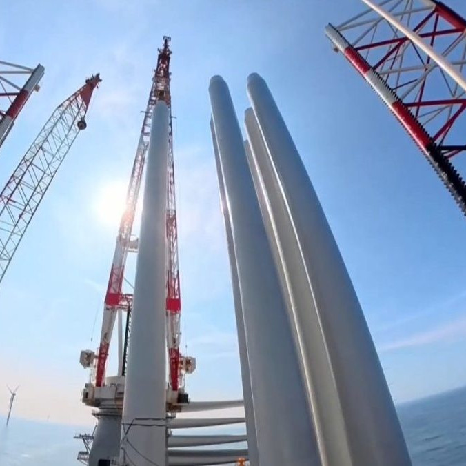 Na ilustračnej snímke výstavba veternej elektrárne.