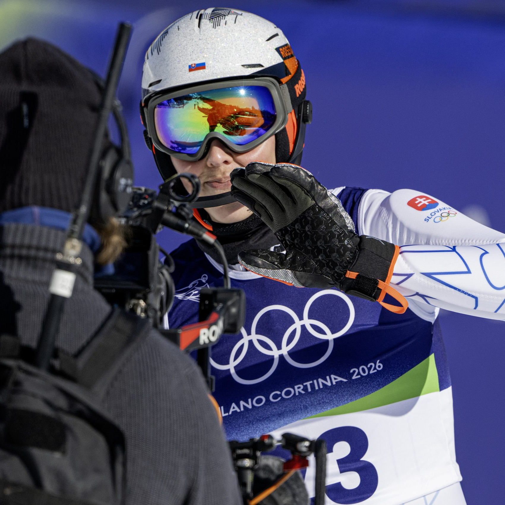 Petra Vlhová v cieli 2. kola olympijského slalomu.