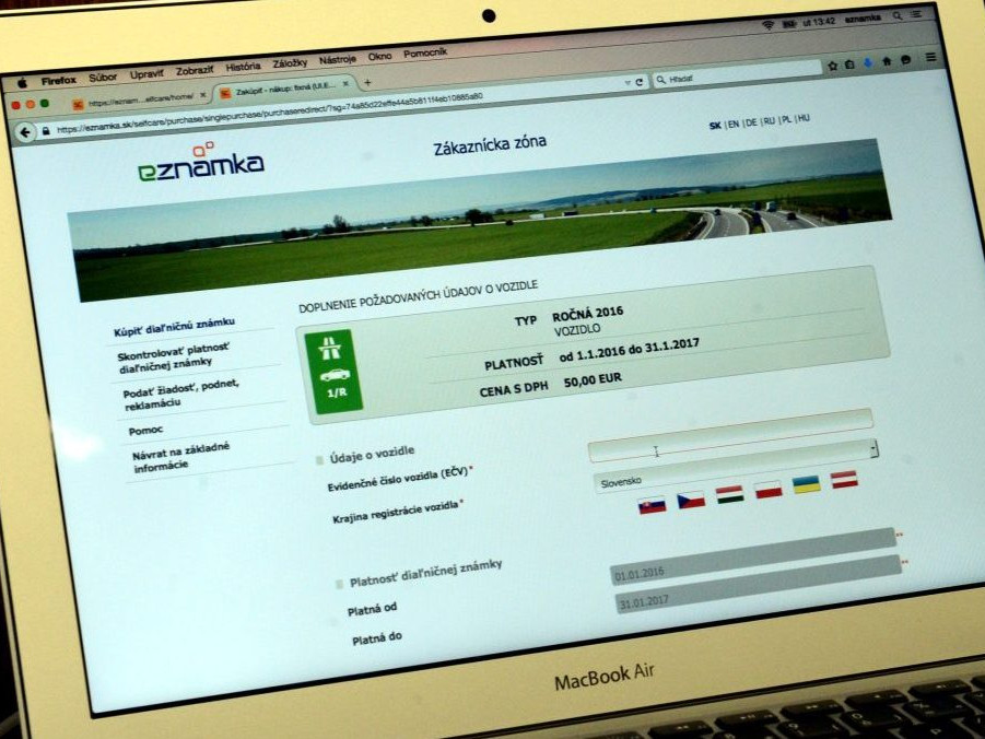 Elektronická diaľničná známka.