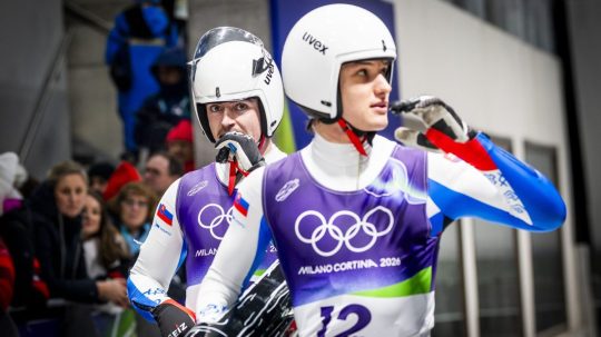 Slovenskí reprezentanti v sánkovaní Christián Bosman a Bruno Mick.