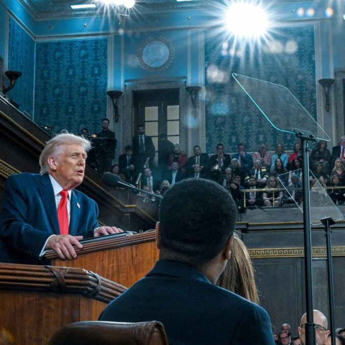 Prezident USA Donald Trump počas prejavu.