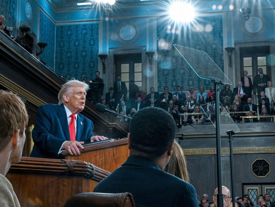 Prezident USA Donald Trump počas prejavu.