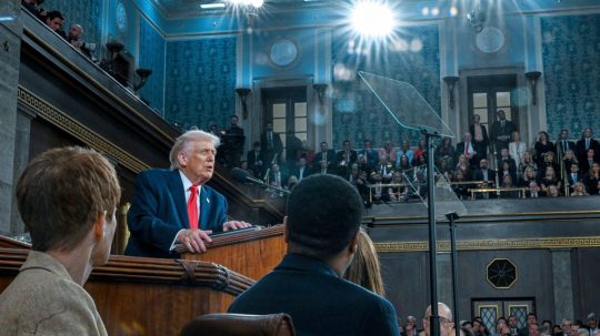 Prezident USA Donald Trump počas prejavu.