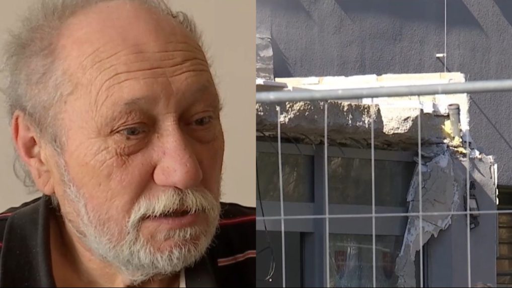 Na snímke muž, ktorého privalila strecha v Komárne.