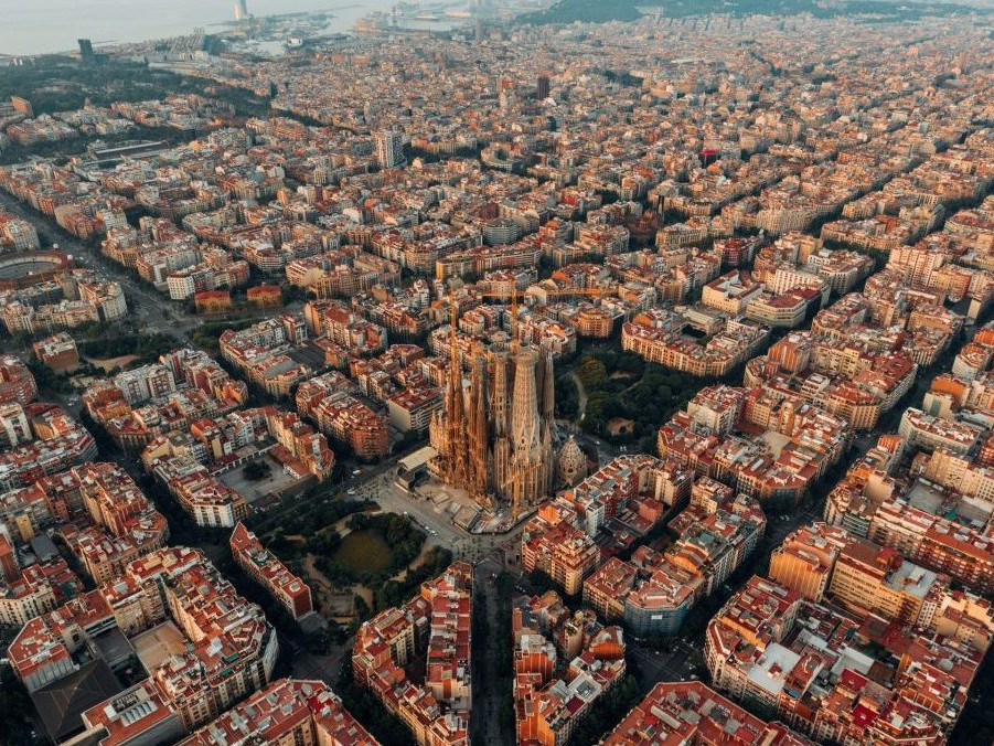 Pohľad na Barcelonu z výšky.