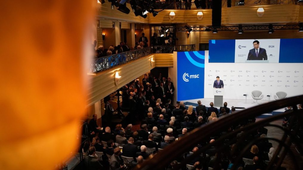 N a snímke Marco Rubio počas prejavu na Mníchovskej bezpečnostnej konferencii.