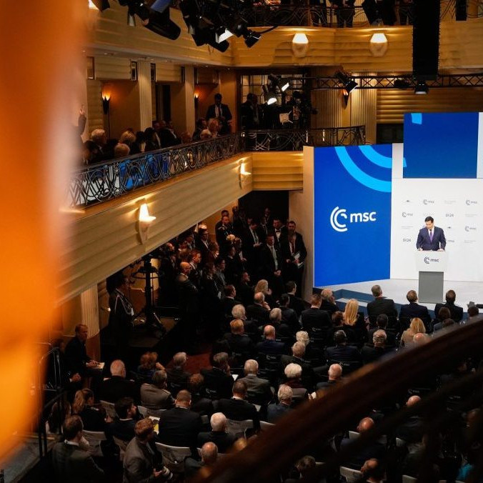 N a snímke Marco Rubio počas prejavu na Mníchovskej bezpečnostnej konferencii.