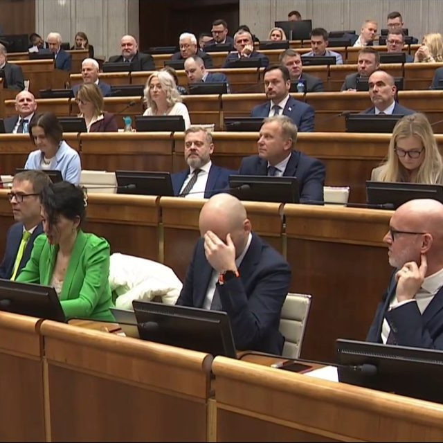 Na ilustračnej snímke poslanci v parlamente.