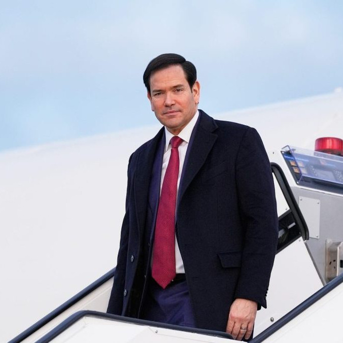 Na snímke americký minister zahraničných vecí Marco Rubio pricestoval do Mníchova.