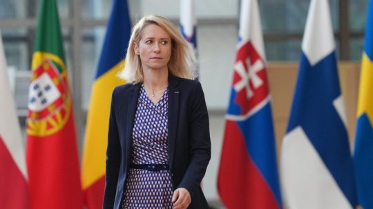 Šéfka diplomacie EÚ Kaja Kallasová na stretnutí ministrov zahraničných vecí krajín EÚ.