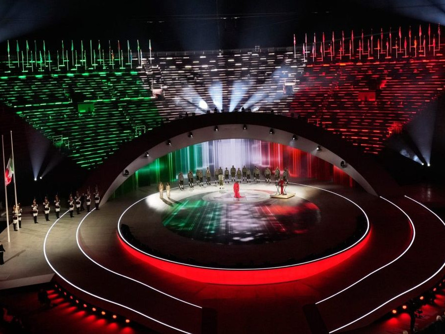 Tanečníci na slávnostnom otvorení ZPH 2026 vo Verone v Taliansku.