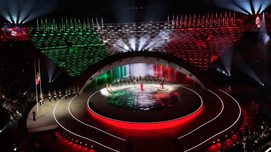 Tanečníci na slávnostnom otvorení ZPH 2026 vo Verone v Taliansku.