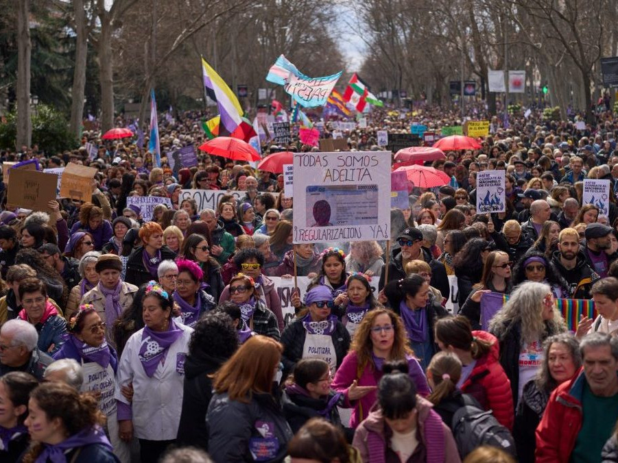 Protest pri príležitosti MDŽ v Madride.
