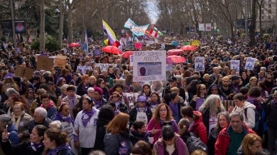 Protest pri príležitosti MDŽ v Madride.