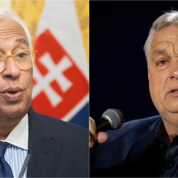 Na snímke António Costa a Viktor Orbán.