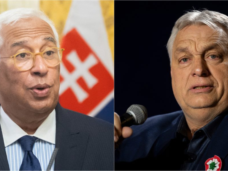 Na snímke António Costa a Viktor Orbán.