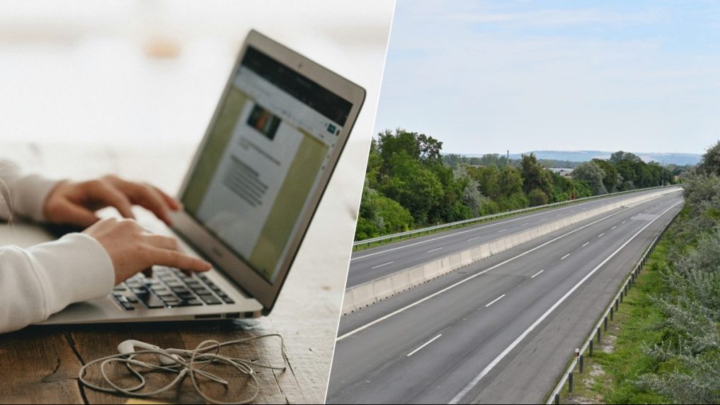 Na ilustračnej snímke notebook a diaľnica.