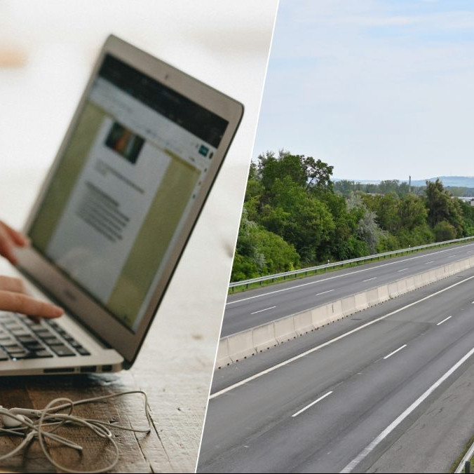 Na ilustračnej snímke notebook a diaľnica.