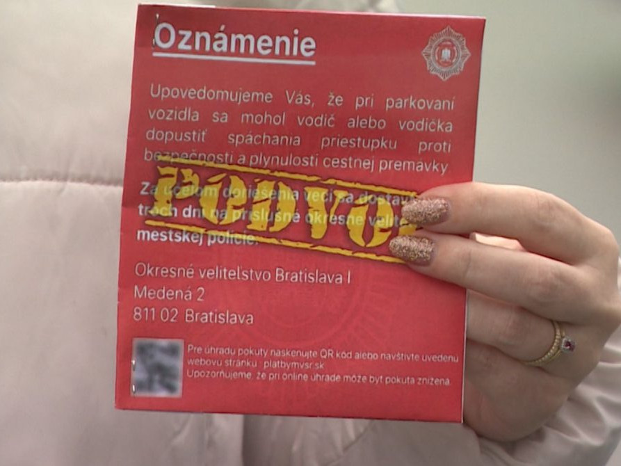 falošná nálepka od "mestskej polície"
