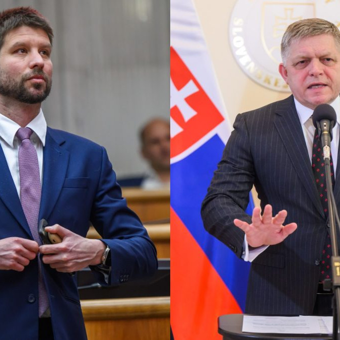 Líder Progresívneho Slovenska Michal Šimečka a predseda strany Smer-SD Robert Fico.